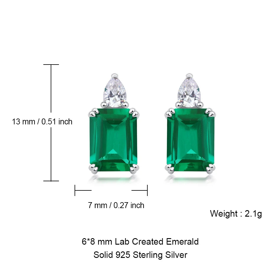 ALLNOEL 925 Sterling Silver Stud Earrings For Women 1ct Lab Grown Emerald Fine Jewelry Birthday Gift May Birthstone Wholesale