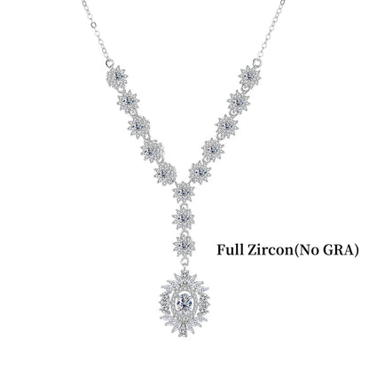 NKHOG 5*7mm Moissanite Necklace Pendants For Women 925 Sterling Silver Flower Design Luxury Wedding Chain Gifts Fine Jewelry GRA