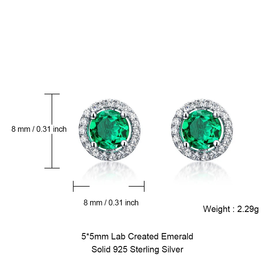ALLNOEL 925 Sterling Silver Stud Earrings For Women 1ct Lab Grown Emerald Fine Jewelry Birthday Gift May Birthstone Wholesale