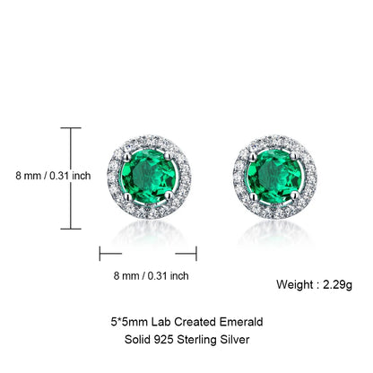 ALLNOEL 925 Sterling Silver Stud Earrings For Women 1ct Lab Grown Emerald Fine Jewelry Birthday Gift May Birthstone Wholesale