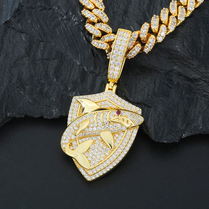 TUHE Unisex High Quality VVS1 Moissanite Iced Out Shark Pendant 18k electroplating For Men Women Hip Hop Jewelry Gift