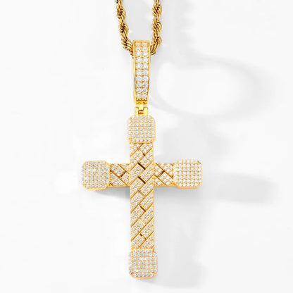 2025 New Iced Out Cuban Cross Pendant Necklace for Women Men 925 Silver Prong Set D VVS Moissanite Bling Hip Hop Jewelry Gift