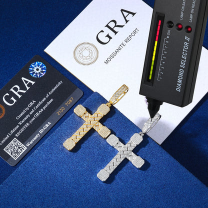 2025 New Iced Out Cuban Cross Pendant Necklace for Women Men 925 Silver Prong Set D VVS Moissanite Bling Hip Hop Jewelry Gift