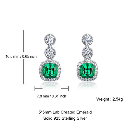 ALLNOEL 925 Sterling Silver Stud Earrings For Women 1ct Lab Grown Emerald Fine Jewelry Birthday Gift May Birthstone Wholesale
