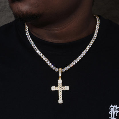 2025 New Iced Out Cuban Cross Pendant Necklace for Women Men 925 Silver Prong Set D VVS Moissanite Bling Hip Hop Jewelry Gift