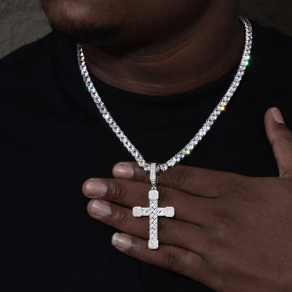 2025 New Iced Out Cuban Cross Pendant Necklace for Women Men 925 Silver Prong Set D VVS Moissanite Bling Hip Hop Jewelry Gift