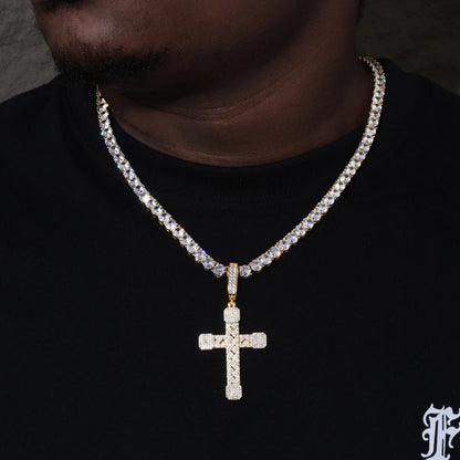 2025 New Iced Out Cuban Cross Pendant Necklace for Women Men 925 Silver Prong Set D VVS Moissanite Bling Hip Hop Jewelry Gift