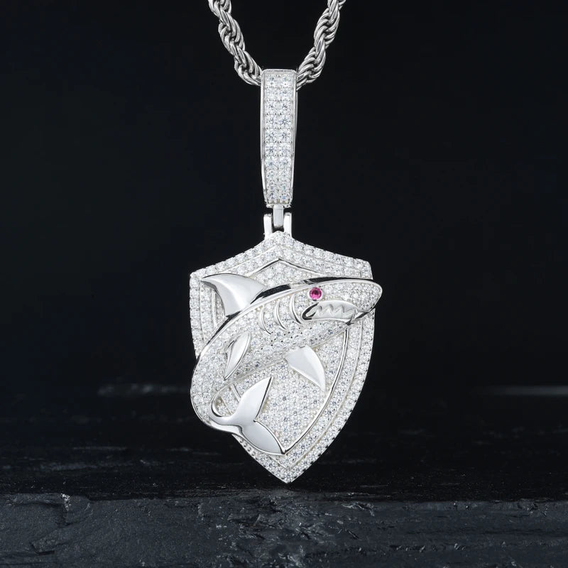 TUHE Unisex High Quality VVS1 Moissanite Iced Out Shark Pendant 18k electroplating For Men Women Hip Hop Jewelry Gift