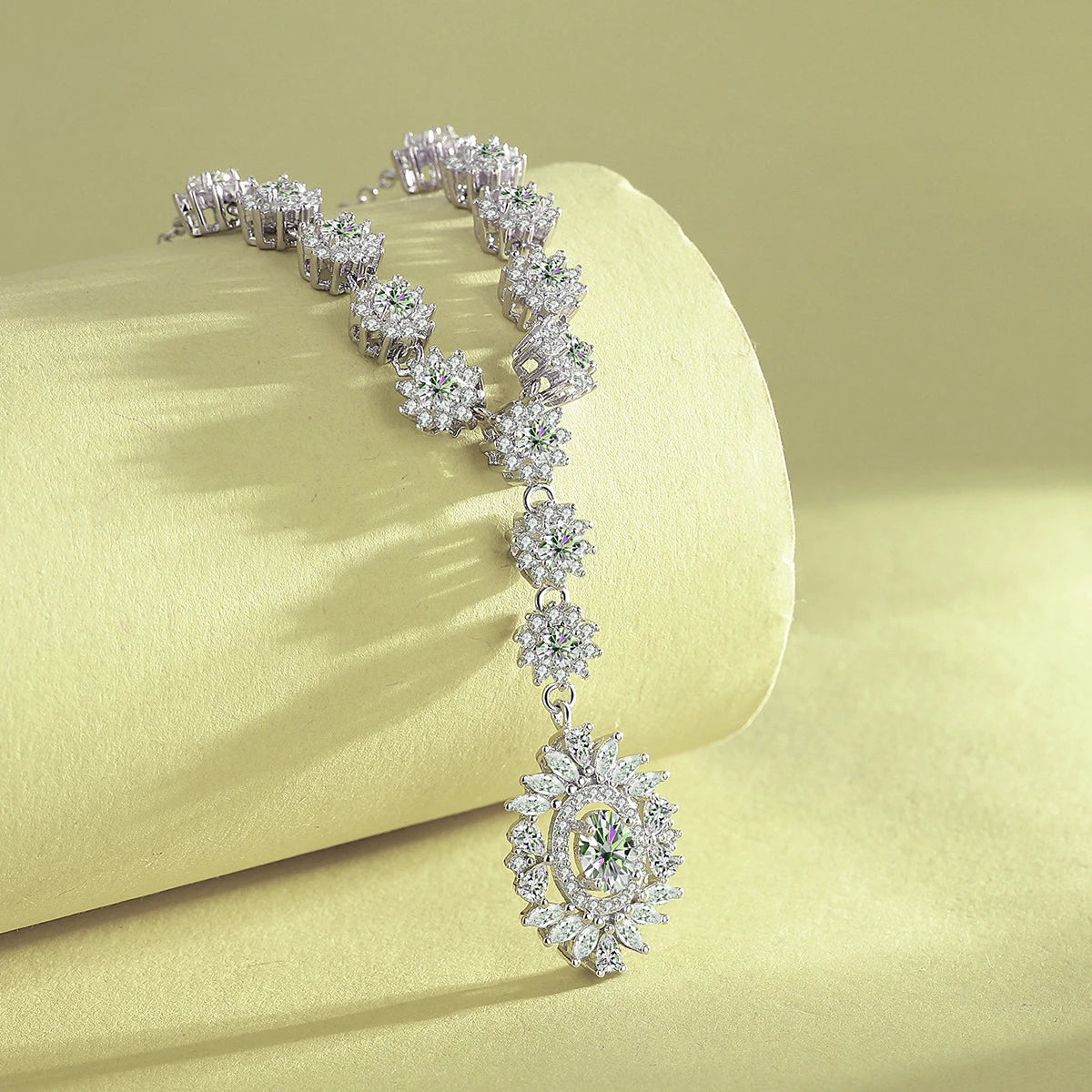 NKHOG 5*7mm Moissanite Necklace Pendants For Women 925 Sterling Silver Flower Design Luxury Wedding Chain Gifts Fine Jewelry GRA