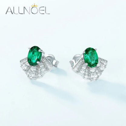 ALLNOEL 925 Sterling Silver Stud Earrings For Women 1ct Lab Grown Emerald Fine Jewelry Birthday Gift May Birthstone Wholesale