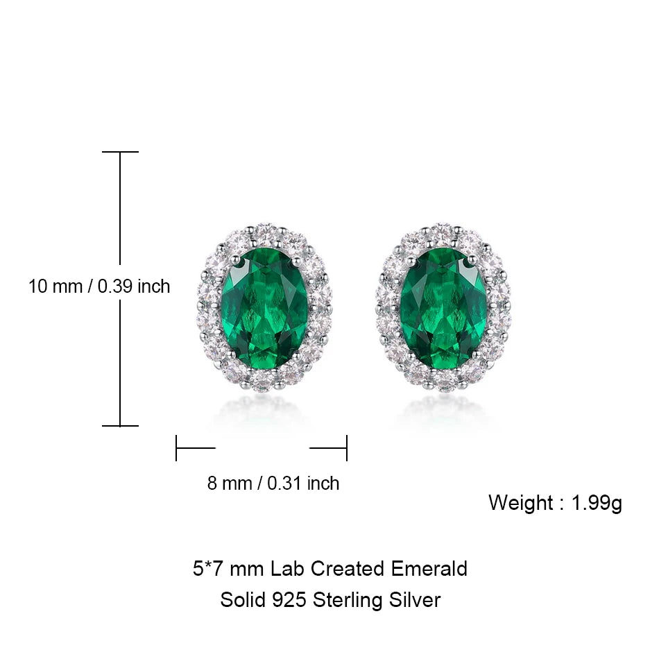 ALLNOEL 925 Sterling Silver Stud Earrings For Women 1ct Lab Grown Emerald Fine Jewelry Birthday Gift May Birthstone Wholesale