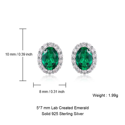 ALLNOEL 925 Sterling Silver Stud Earrings For Women 1ct Lab Grown Emerald Fine Jewelry Birthday Gift May Birthstone Wholesale