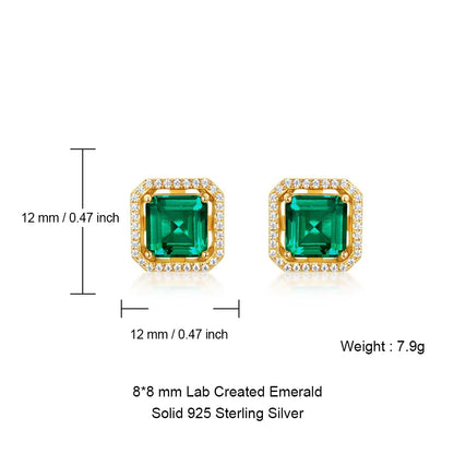 ALLNOEL 925 Sterling Silver Stud Earrings For Women 1ct Lab Grown Emerald Fine Jewelry Birthday Gift May Birthstone Wholesale