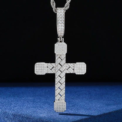 2025 New Iced Out Cuban Cross Pendant Necklace for Women Men 925 Silver Prong Set D VVS Moissanite Bling Hip Hop Jewelry Gift