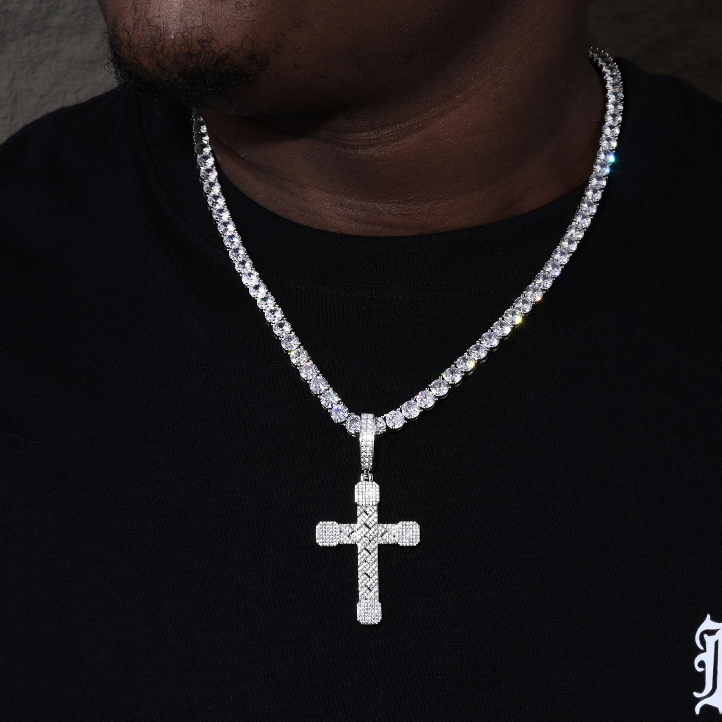 2025 New Iced Out Cuban Cross Pendant Necklace for Women Men 925 Silver Prong Set D VVS Moissanite Bling Hip Hop Jewelry Gift