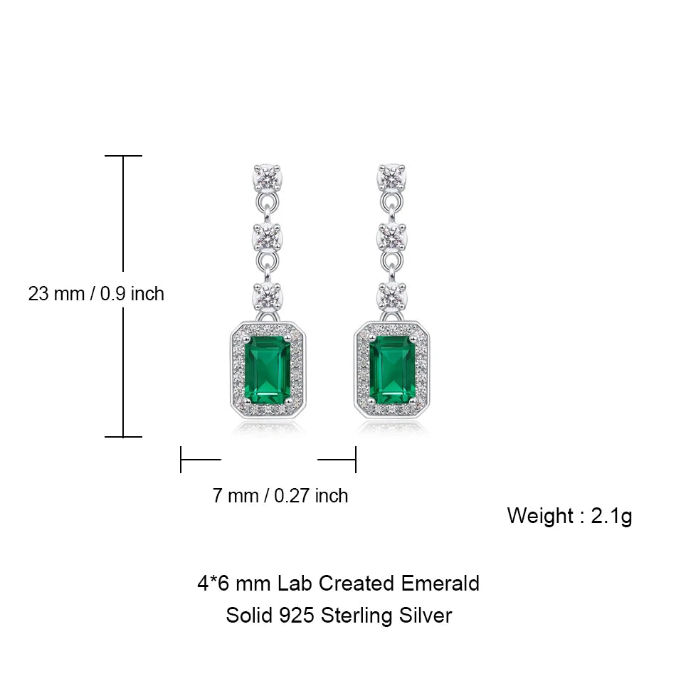 ALLNOEL 925 Sterling Silver Stud Earrings For Women 1ct Lab Grown Emerald Fine Jewelry Birthday Gift May Birthstone Wholesale
